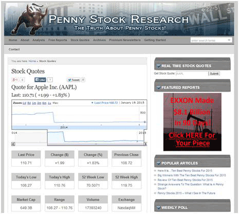 Free Stock Quotes at PennyStockResearch.com